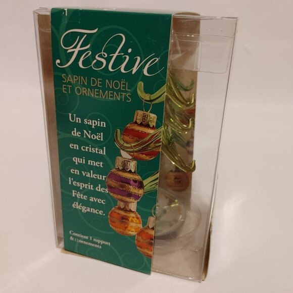 BEAUTIFUL FESTIVE Glass Tree with 12 Glass Holiday Ornaments BNIP - Picture 4 of 5